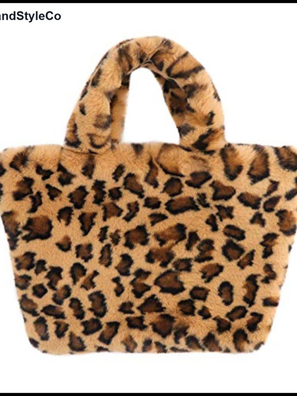 Faux Rex Rabbit Fur Leopard Print Handbag Small Fuzzy Tote Bag